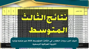 اعرف الآن درجات الطلاب في الثالث المتوسط 2025 عبر منصة وزارة التربية العراقية الرسمية